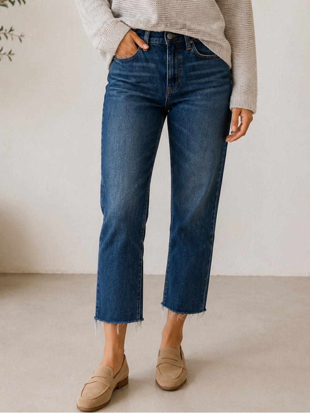 Joe’s The Milla High Rise Straight Ankle Jeans Size 27 Raw Hem Dark Wash